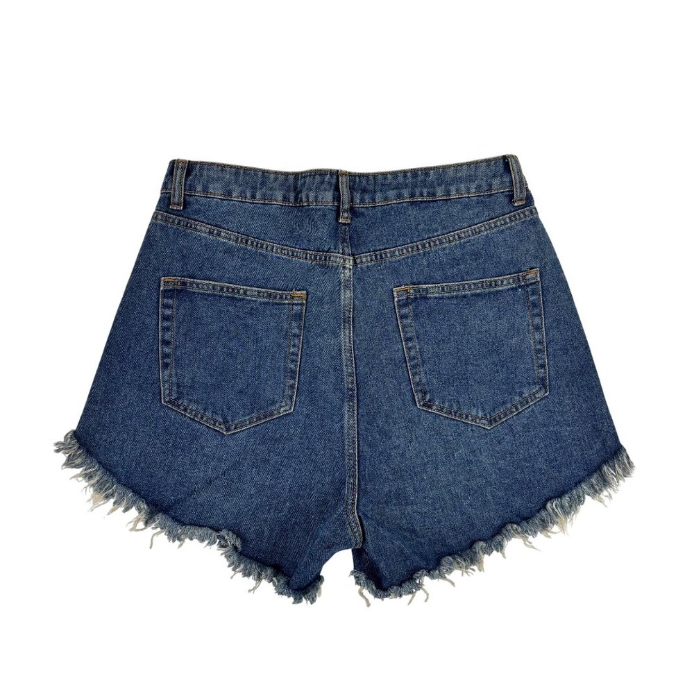 Wild Fable Denim Shorts Womens Size 10 High Rise Distressed Angled Hem - Picture 10 of 11